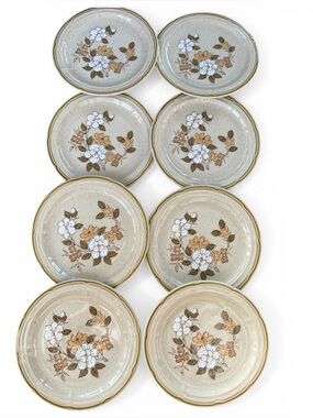 Crown Manor 8 Bread-Dessert Plates Autumn Blossom Vintage 1970's 6.5"
